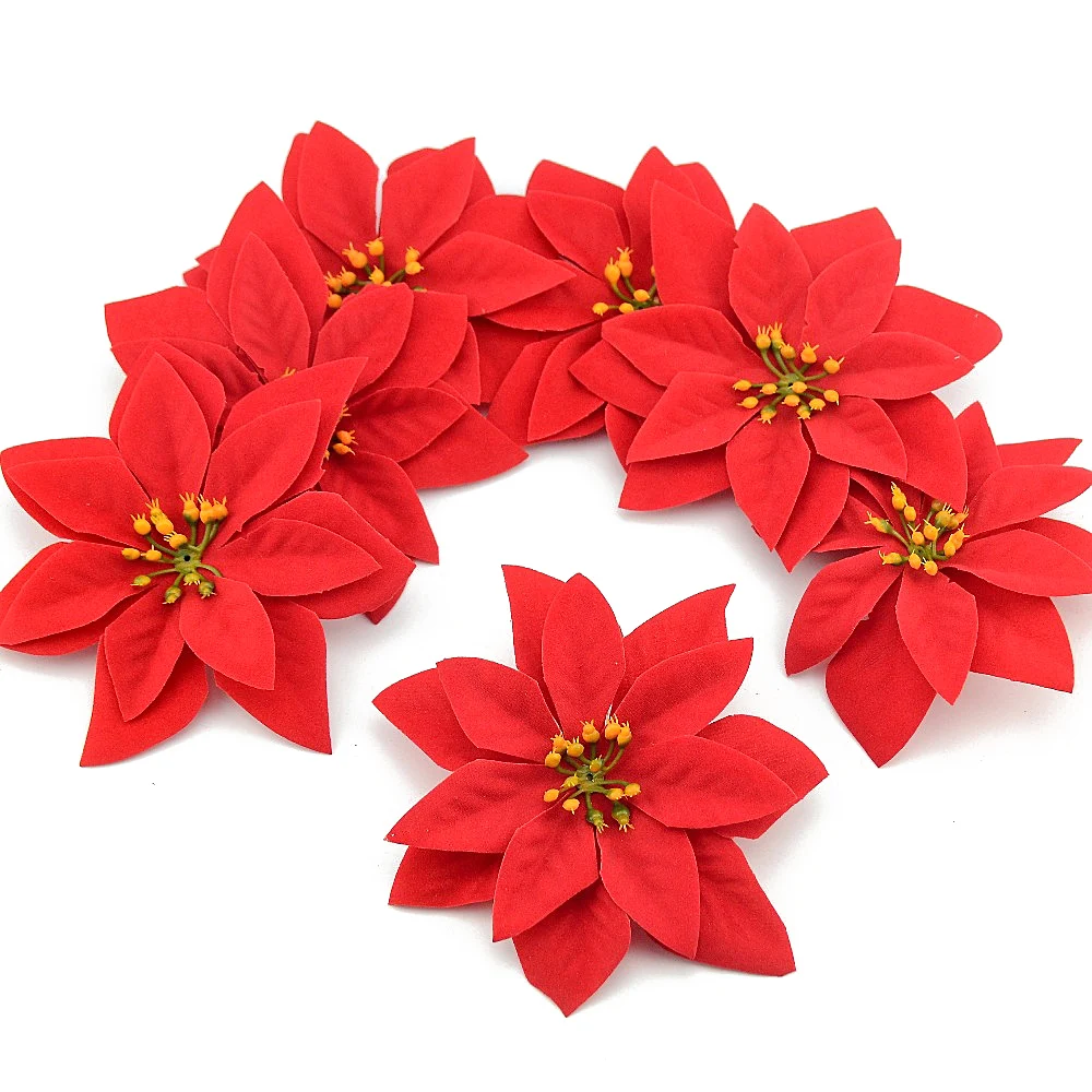 

10pcs 14cm Flannel Large Artificial Rose Flower Heads For Home Wedding Decoration Scrapbooking DIY Christmas Tree Silk Flowers
