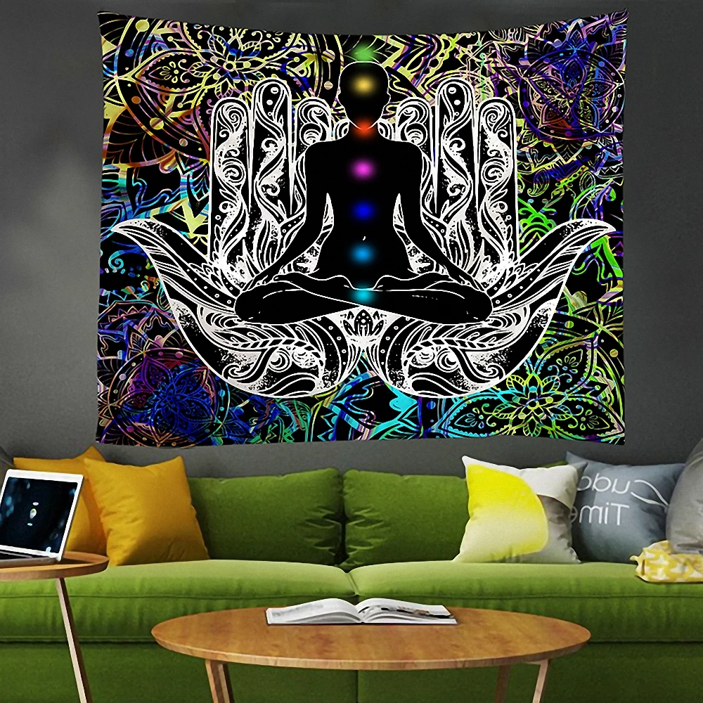 

Chakra art Banner Flag Wall Chart Mandala Hippie Macrame Tapestry Wall Hanging Boho decor Psychedelic Witchcraft Canvas Painting