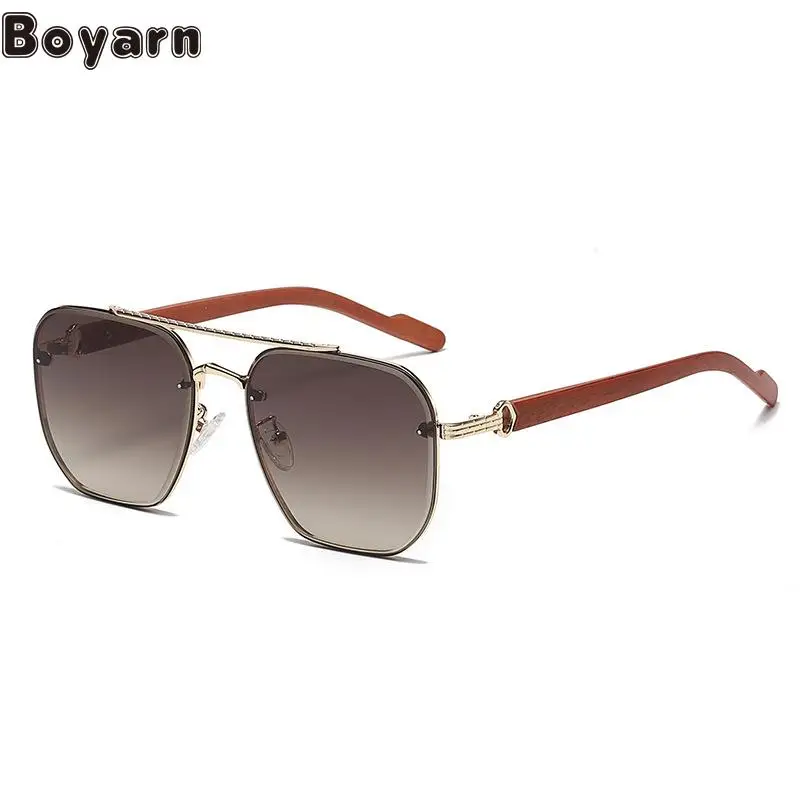 

2022 Foreign Trade New Card Home Wood Grain Double Beam Knock Sunglasses Cross-border Men's And Women's Leisure Travel Trend Gla