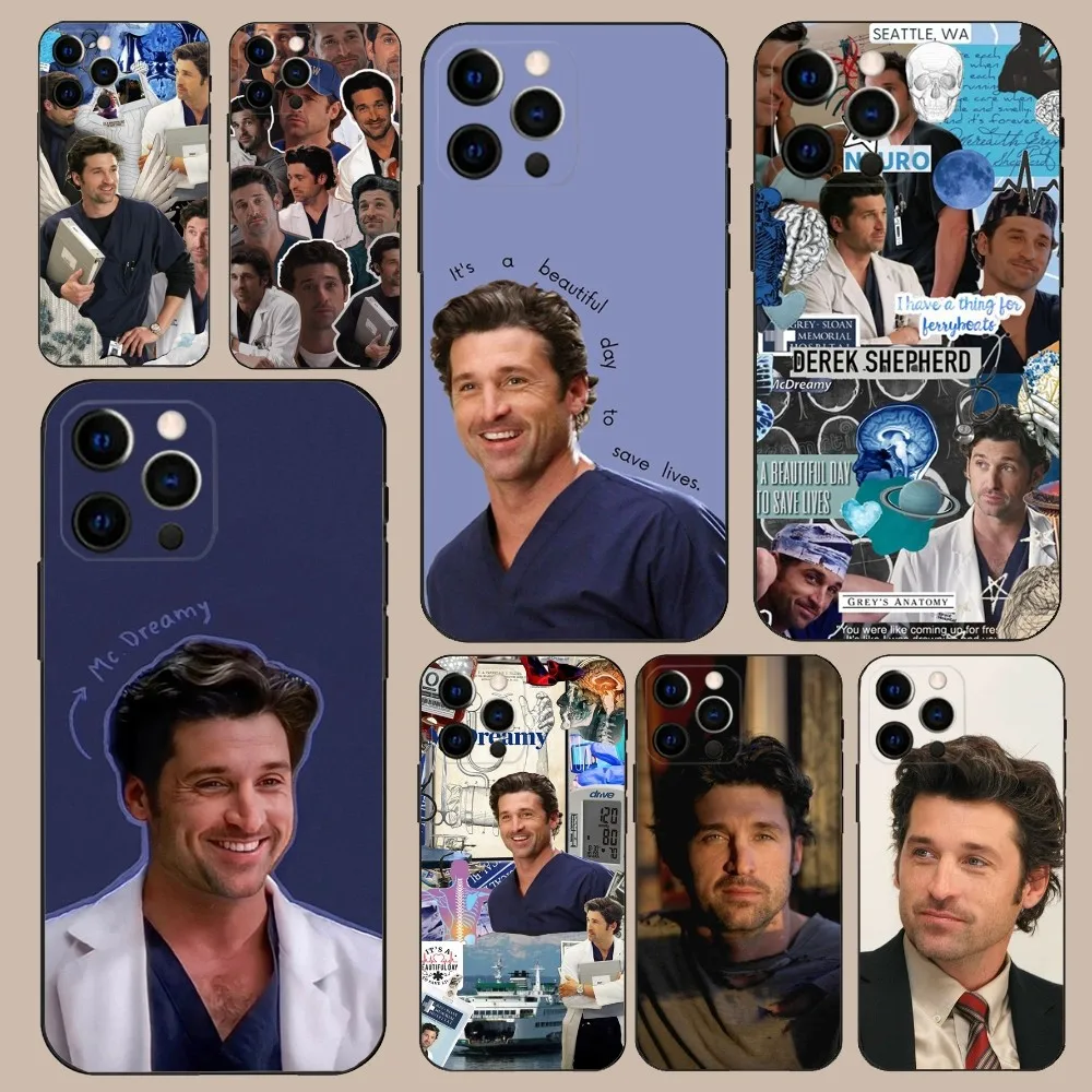 Derek Shepard Grey Anatomy Phone Case For iPhone 16 15 14 13 12 11 Pro X XS Max XR Plus Mini Soft Black Cover