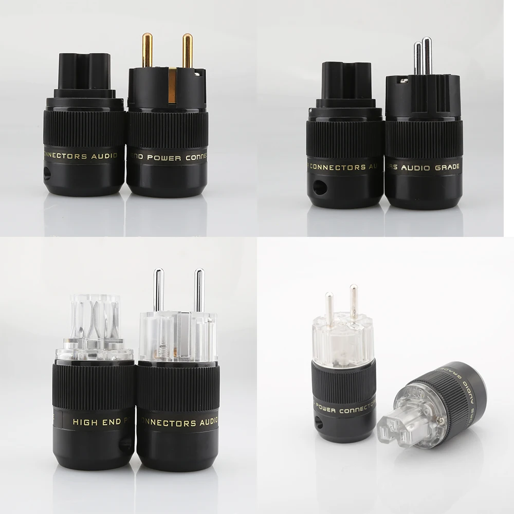 

Audiocrast Schuko Power Plug EU Plug Hifi European plug Male Female Power Plug 24K Gold plated Rhodium silver Plated HIFI diy