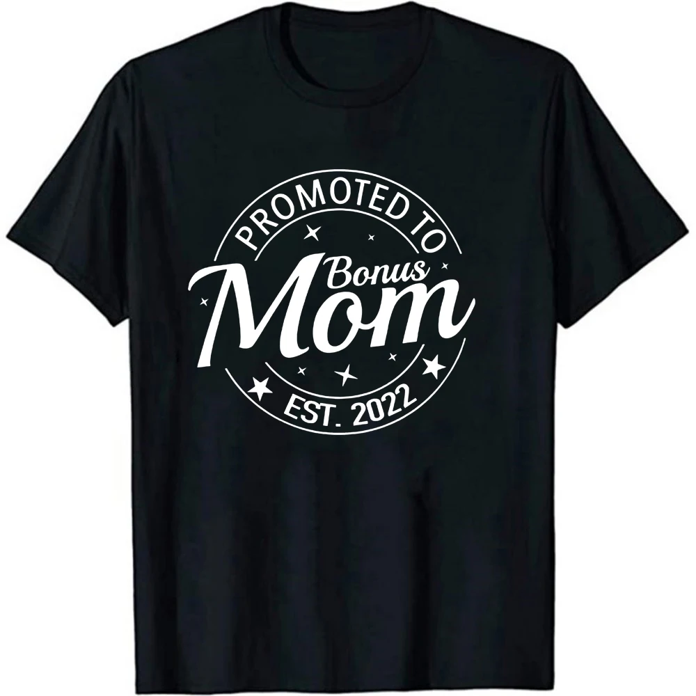 

Womens Promoted To Bonus Mom 2022 Soon To Be Proud Step Mother T-Shirt Hipster Mother's Gift 2022 Mother's day Short Sleeves