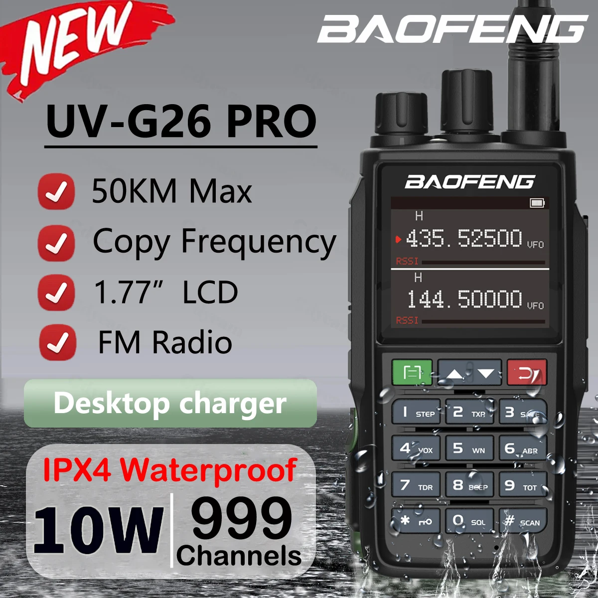 Портативная Рация Baofeng Uv-g26 Pro Большой Диапазон Uhf/vhf Канал 99