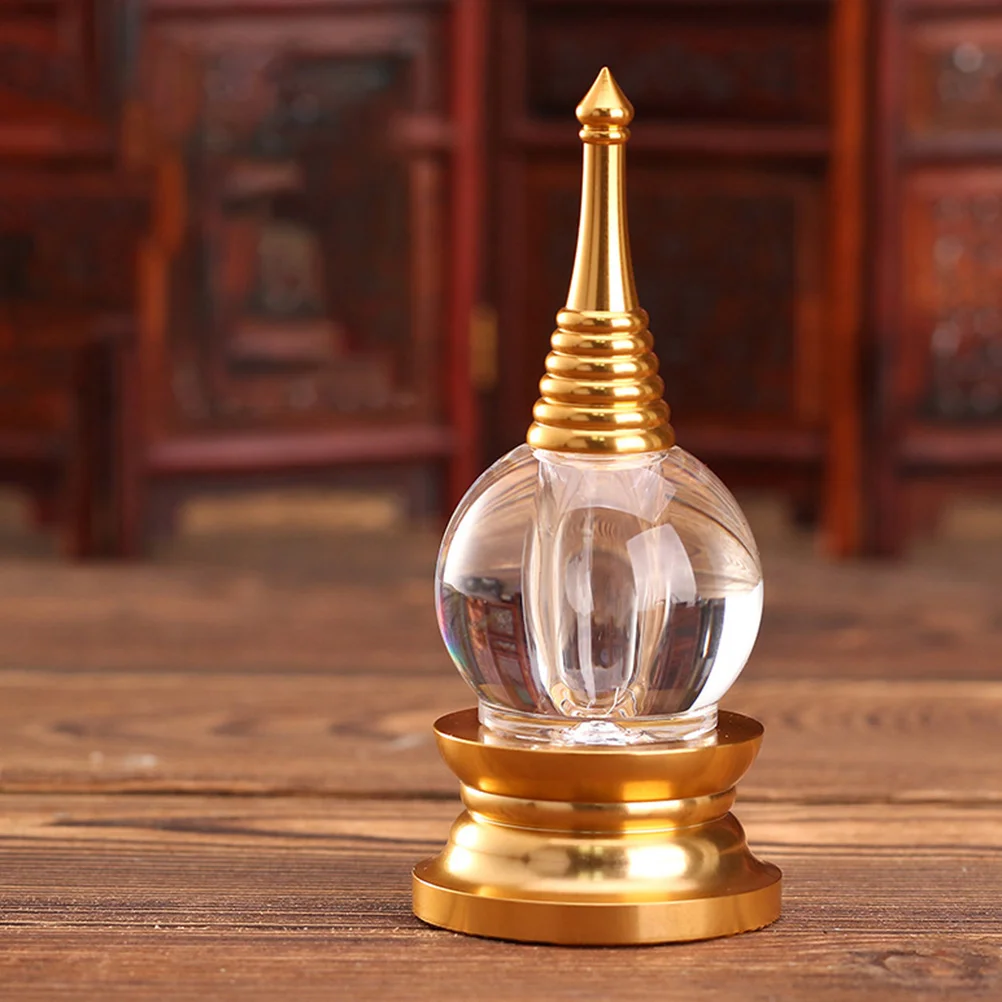 

Stupa Ornaments Meditation Decorations Room House Accessories Home Miniature Altar Acrylic Office Light