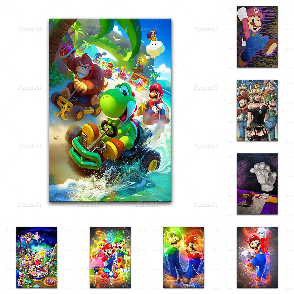 Марио и Луиджи мультфильм игра персонаж холст живопись плакат печать настенные