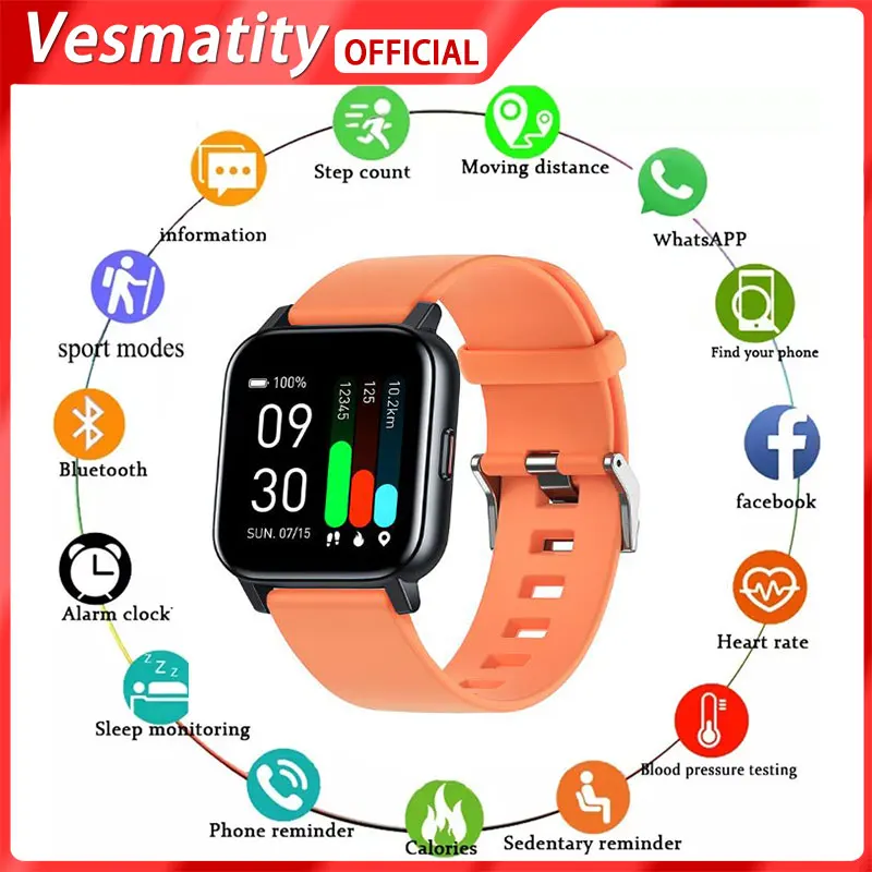 

Смарт-часы для Apple Xiaomi Huawei GTS1 с сенсорным экраном, пульсометром и тонометром