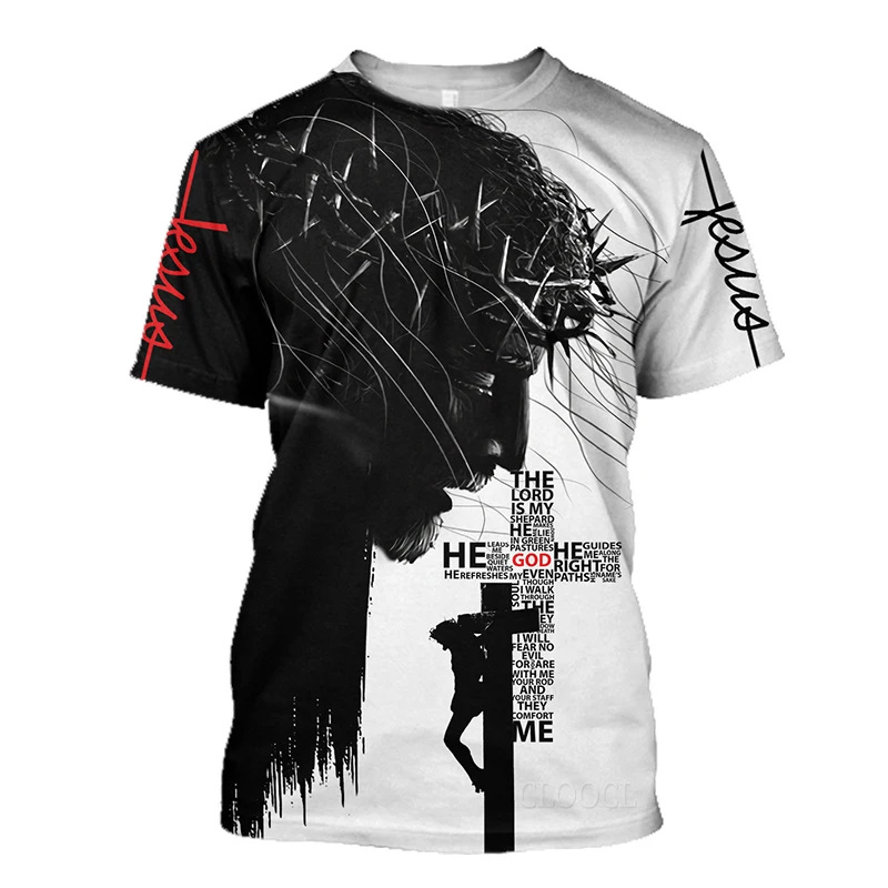 

Summer T-Shirt 3D God Religion Christ Jesus Print Men Harajuku Style Hip Hop Sports Short Sleeve Streetwear Fashion Pullovers