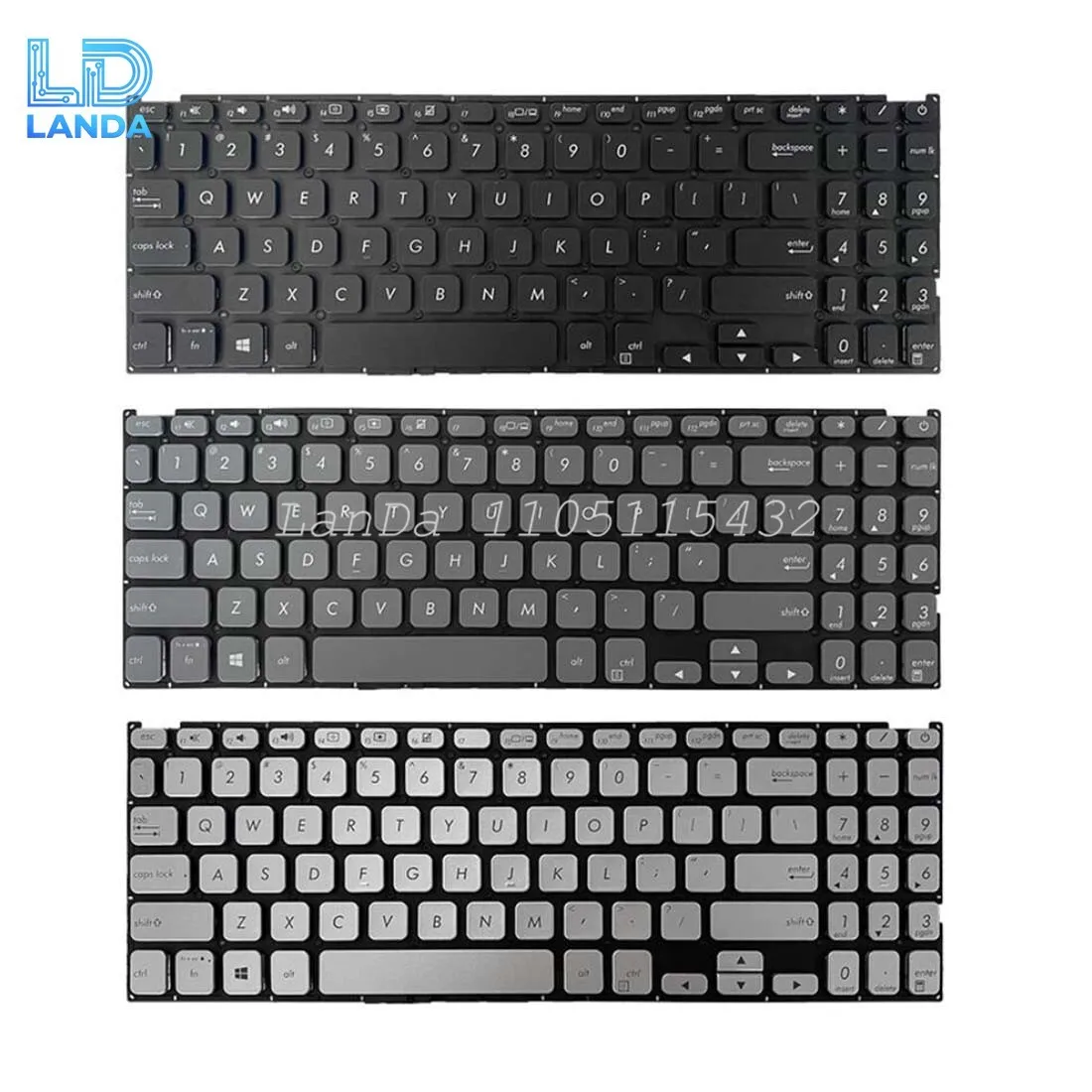 Фото Клавиатура для ASUS F512 F512D F512DA F512F F512FA F512U Черный Серый Серебристый США №1