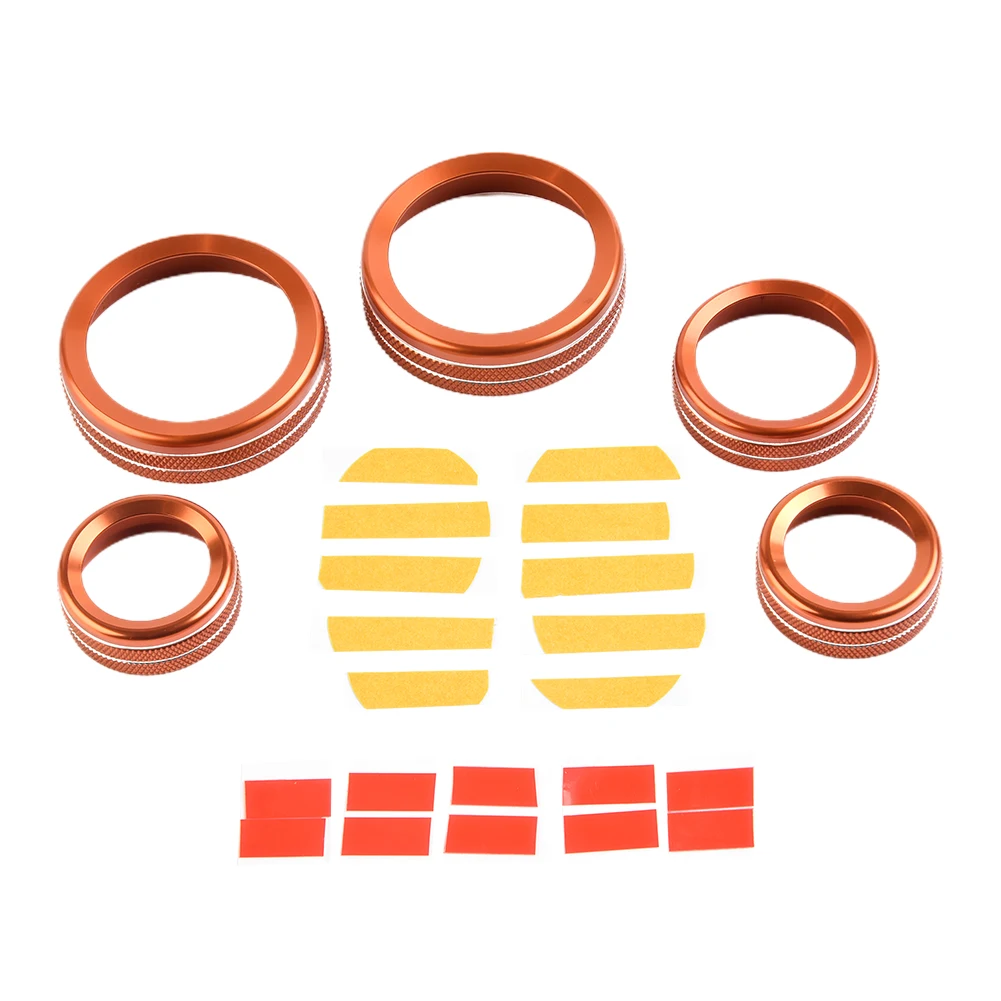 

5Pcs/Set Orange Center Console Knob Trim Ring Cover For Ford Maverick 2022-2023 Aluminum Alloy Air Conditioner Audio Volume Ring