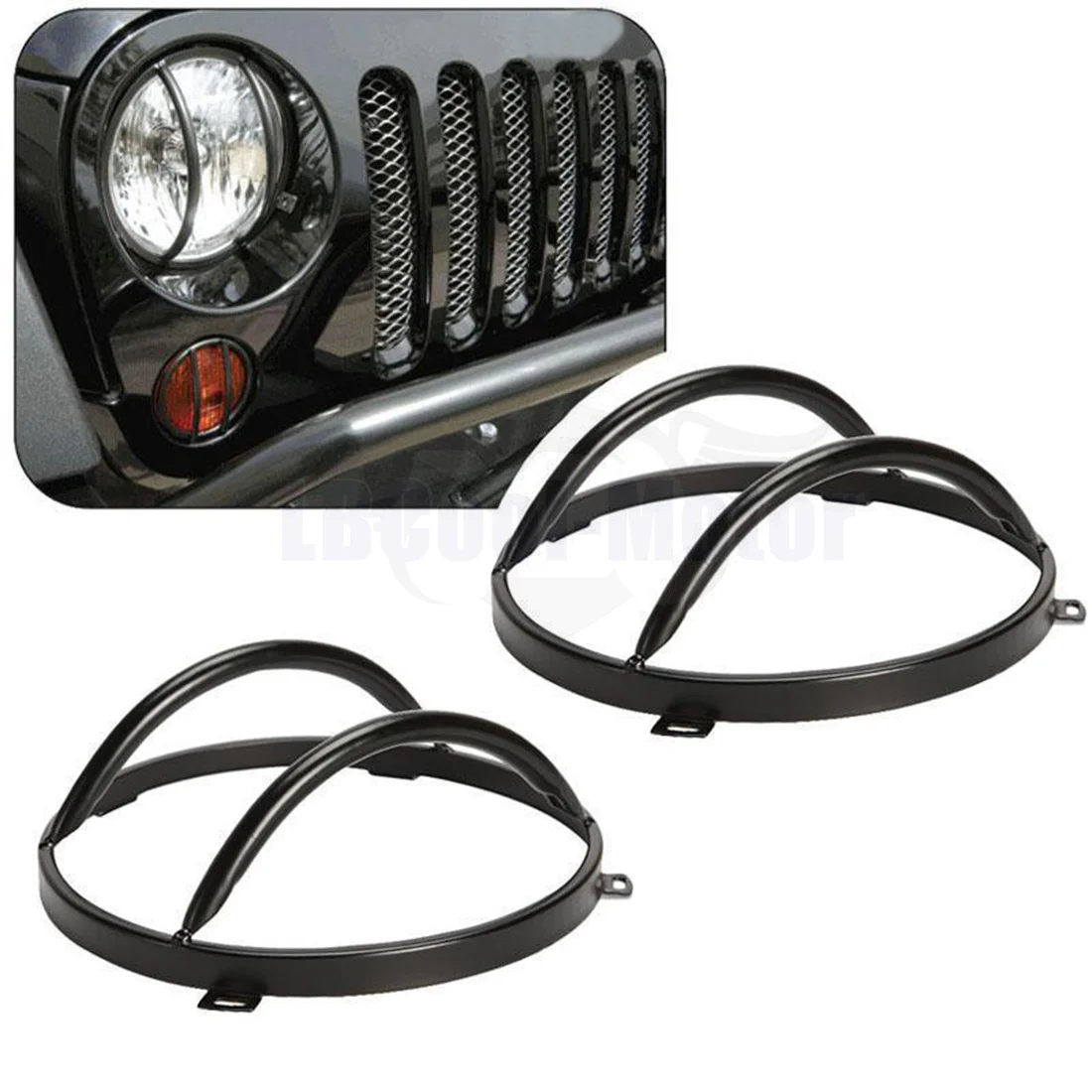 

18CM/7.08Inch Headlight Protector Guard Grill Shield Head Light Cover For Jeep Wrangler JK 2007-2017 Car Accessories
