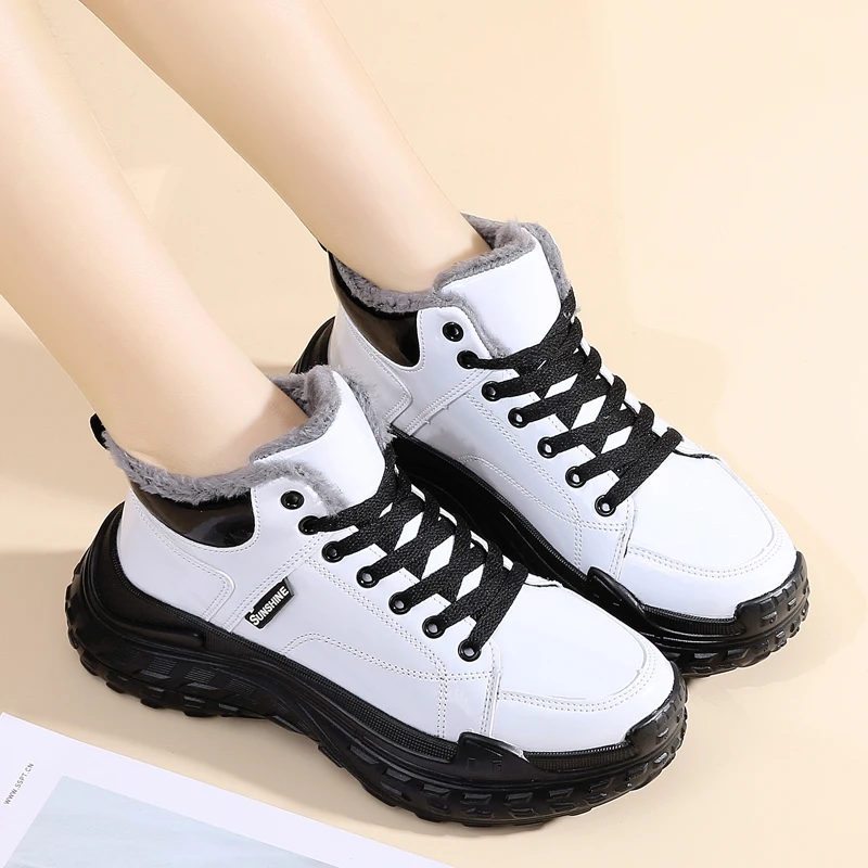 

Зимняя модная женская обувь плюс бархатные модели с высокой поддержкой женская повседневная обувь сто одна Нескользящая водонепроницаема...