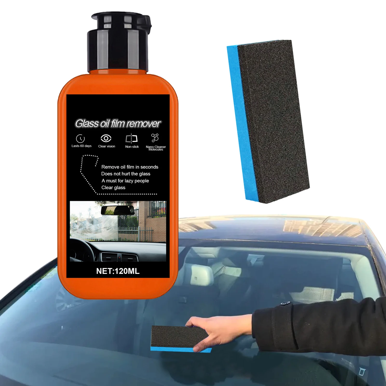 

Car Glass Oil Film Cleaner Car Oil Film Agent Easy To Use Glass Oil Film Removing Kit With Sponge For Auto Window Windscreen