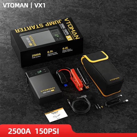 VTOMAN автомобильный пусковой агрегат с воздушным компрессором 150PSI Power Bank портативный воздушный насос аккумулятор усилитель 2500A автомобильное пусковое устройство