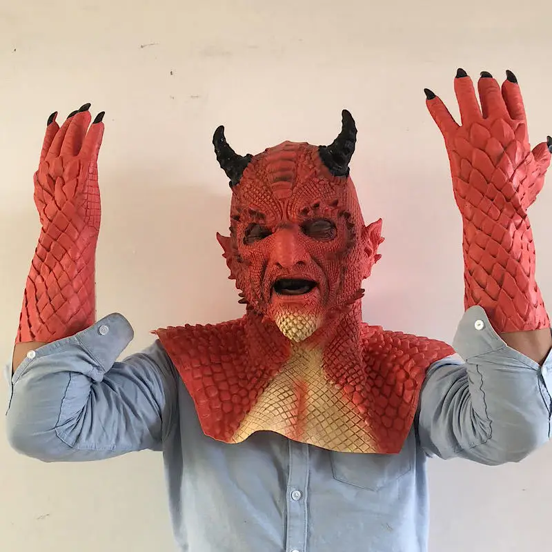 

Игра Диабло латексная маска босс король лжи белиальная ягода маска демона головной убор перчатки набор на Хэллоуин Рождество карнавал искусственное платье