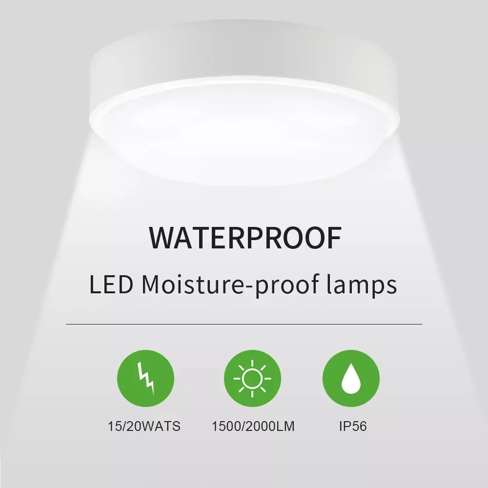 

NEW LED Ceiling Light Bathroom 15W20W Modern Surface Mounted Waterproof Ceiling Lamps AC110-265V Outdoor Corridor Lights
