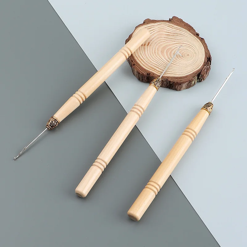 

Alileader крючком крюк для дредов парик иглы крюк иглы инструмент для наращивания волос Braider 0,5 мм/0,75 мм бамбуковый держатель иглы