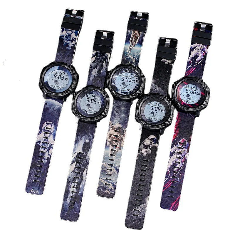Часы наручные мужские спортивные водонепроницаемые электронные с рисунком