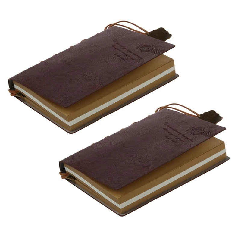 

2X Delicate Cool Classic Vintage Leather Bound Blank Pages Journal Diary Notebook