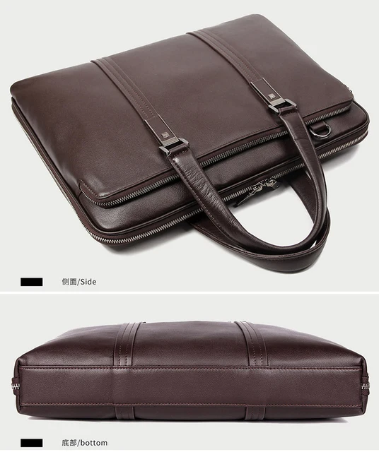 Luxury Genuine Leather Briefcase Men Leather Business Bag 15.6 5