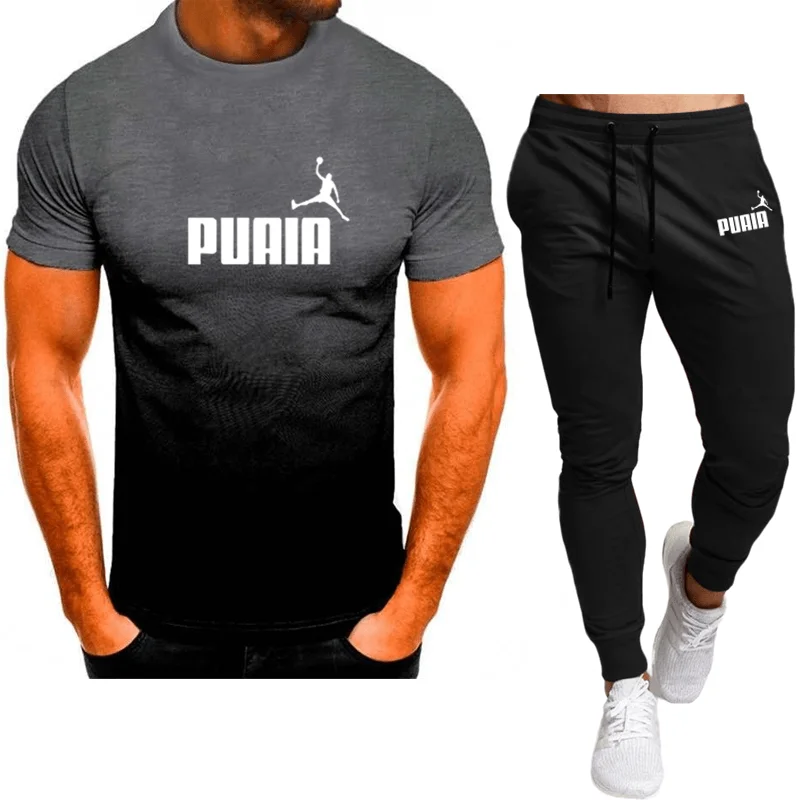 

2023Summer hot Men's T-Shirt + Pants Suit Men's Sports Suit Brand LOGO Printing Casual Fashion Cotton Short Sleeves T-shirt sets