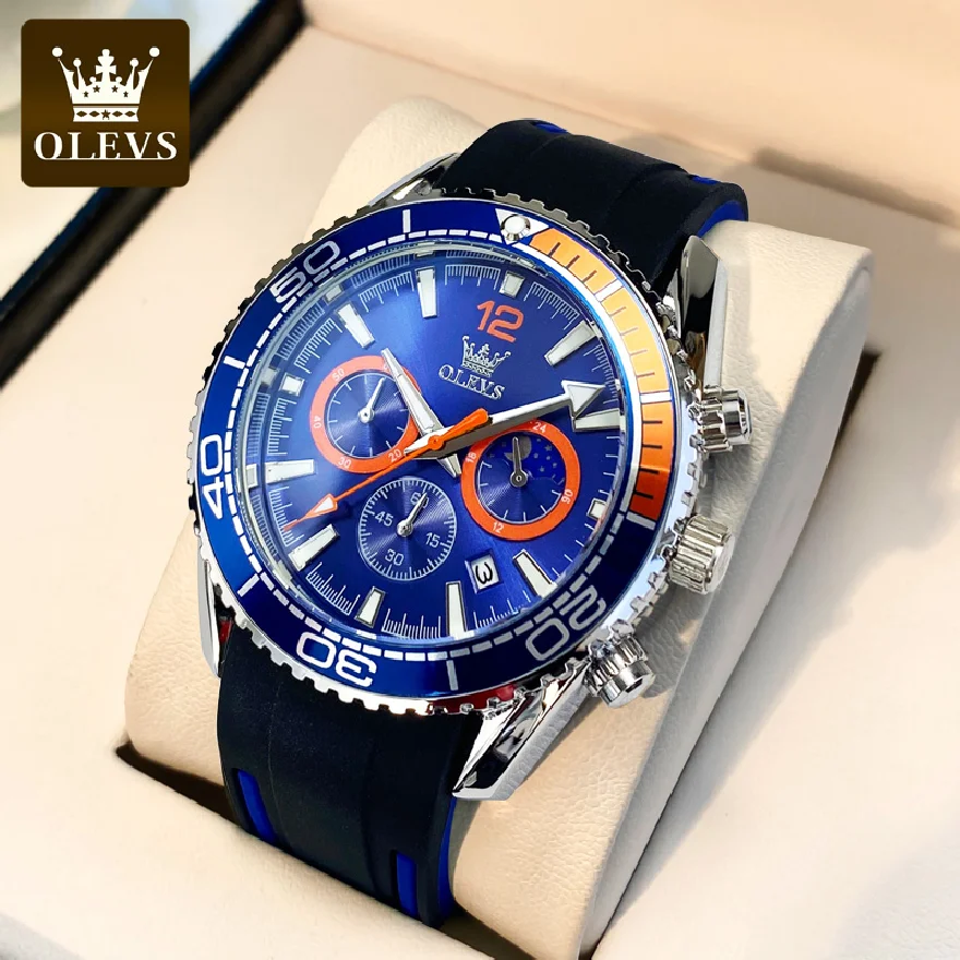 

Спортивные мужские часы OLEVS с большим циферблатом, кварцевые часы, водонепроницаемость 30 м, для плавания, светящиеся модные часы для мужчин, ...