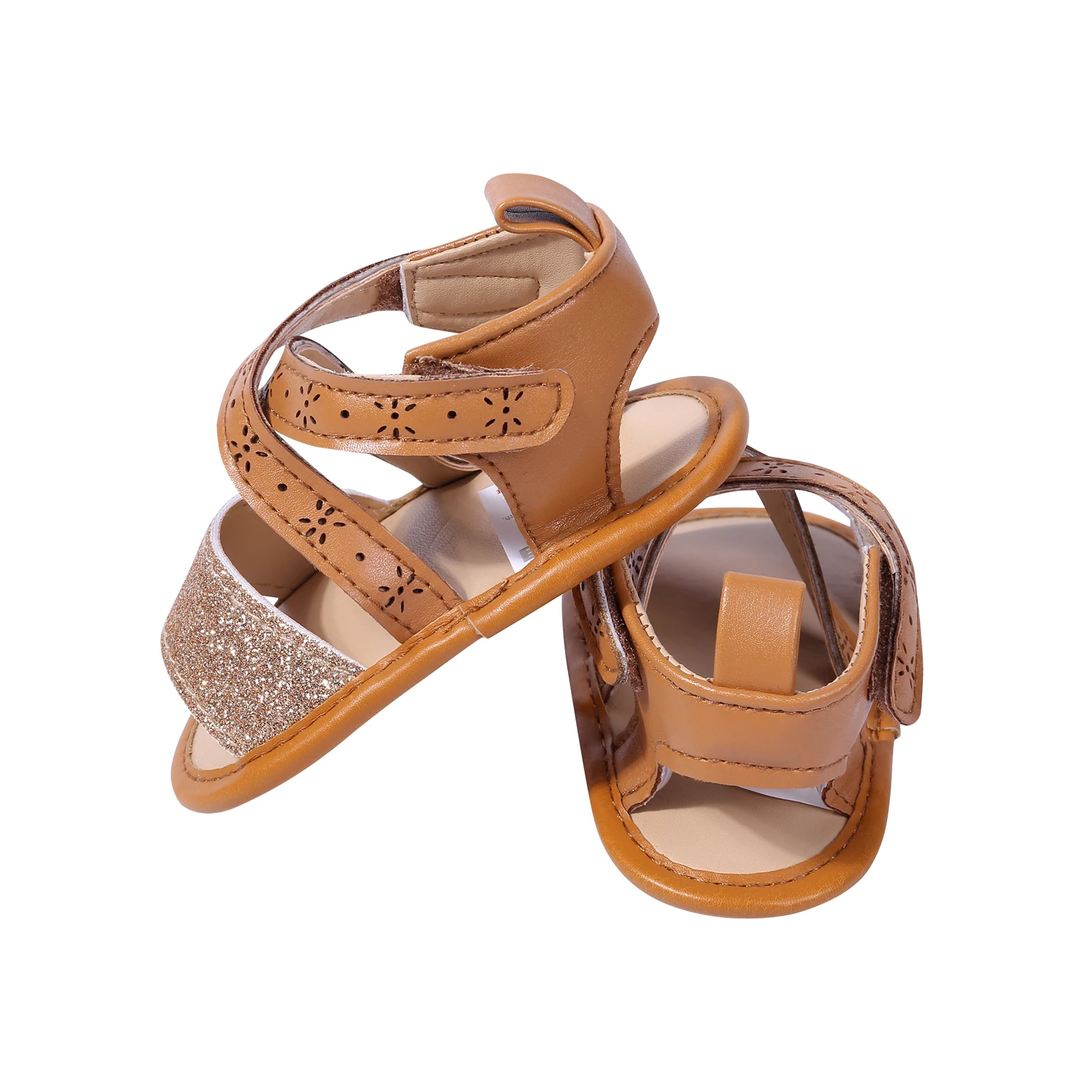 

Baby Girls PU Leather Sandals Toddler Non-Slip Open Toe Sequins First Walking Soft Sole Shoes