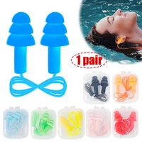 1pair soft earplugs comfort silicone swimming waterproof ear plug with rope sound insulation ear protection sleep ear plug
