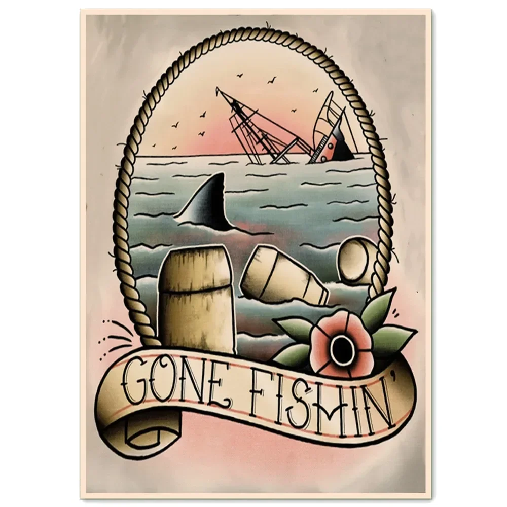 Изысканная татуировка с рисунком настенная живопись винтажные постеры из