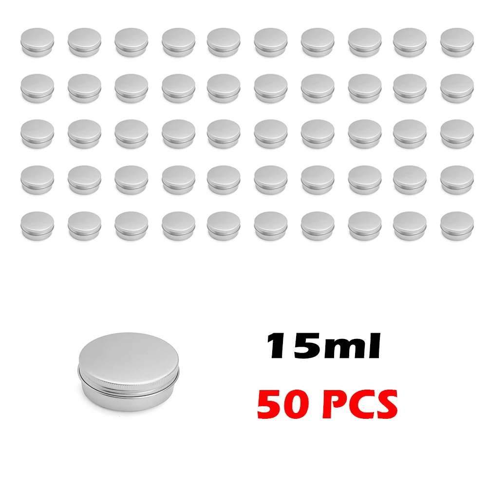 Круглые алюминиевые банки серебристого цвета 5/50 шт.