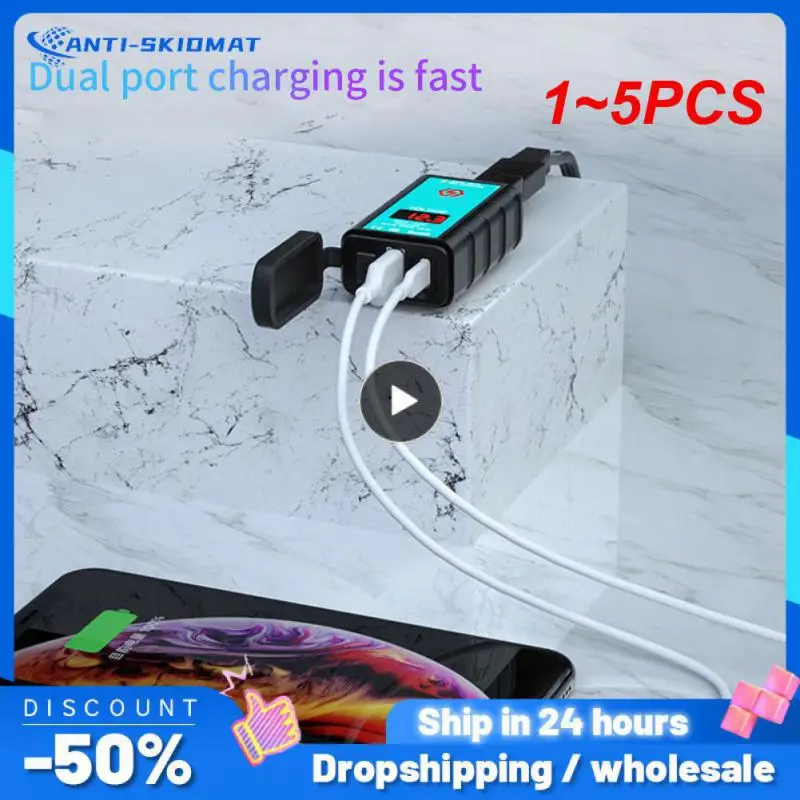 

1~5PCS 12V USB Motorcycle Charger Quick Charger Waterproof Switch With Voltmeter SAE Plug To USB Type-C Socket Moto Accessories