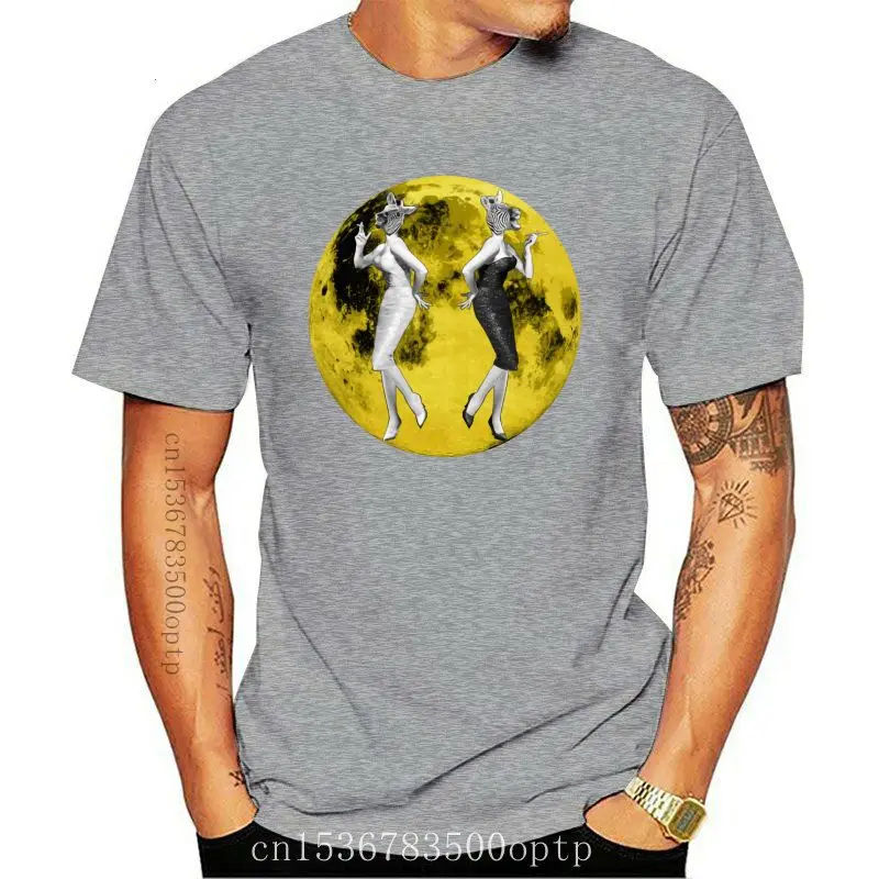 

Camiseta moderna de baile para mujer, camiseta negra para hombre, camiseta de Luna Dorada, ropa de Hip-Hop, camisetas de algodón