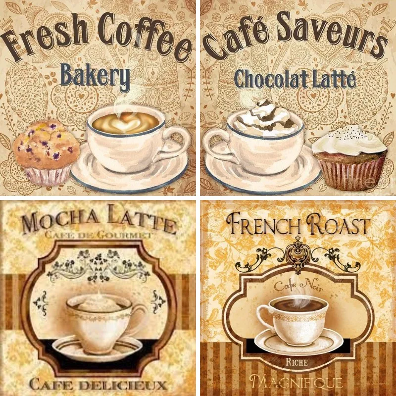 

Full Square Diamond 5D DIY Diamond Painting "Coffee Latie Bakery" Embroidery Cross Stitch Rhinestone Mosaic Painting Decor Gift