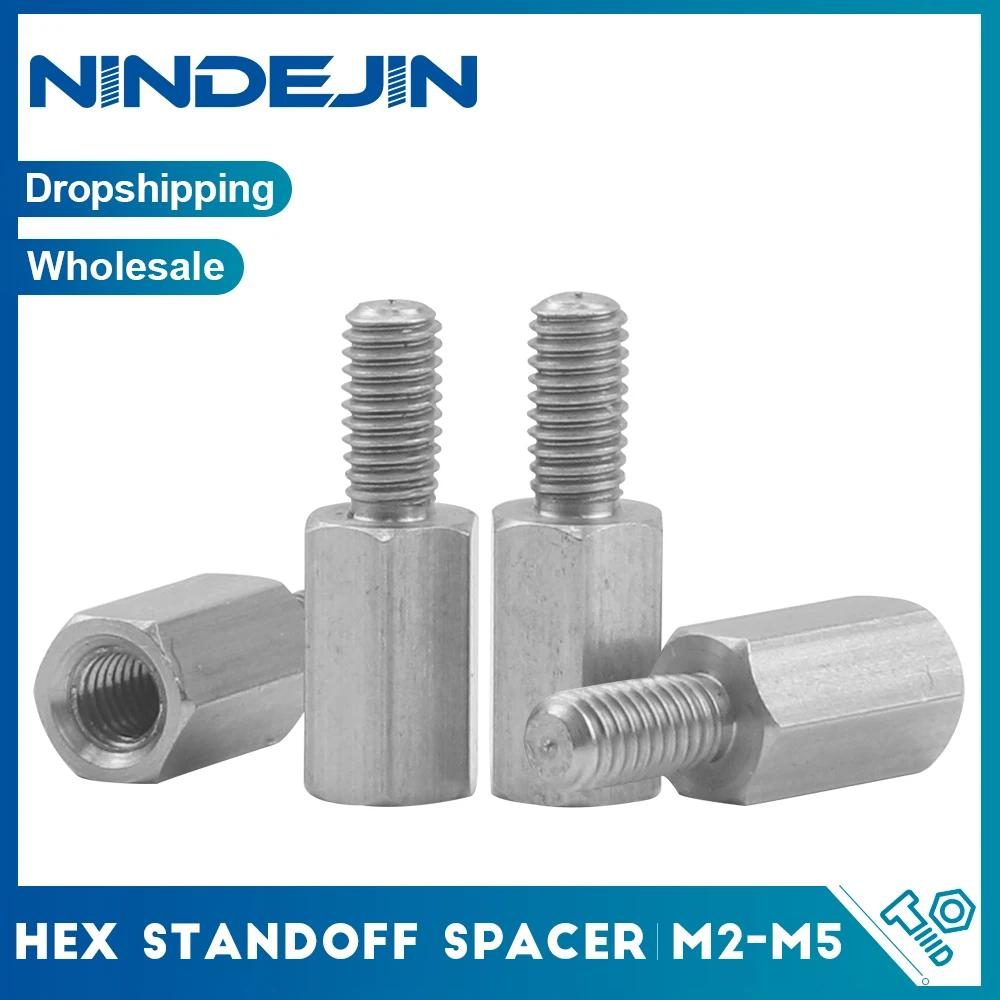 NINDEJIN 2-10pcs Hex Standoff Spacer M2 M2.5 M3 M4 M5 Stainless Steel Male Female Standoff Spacer Screw for PCB Motherboard