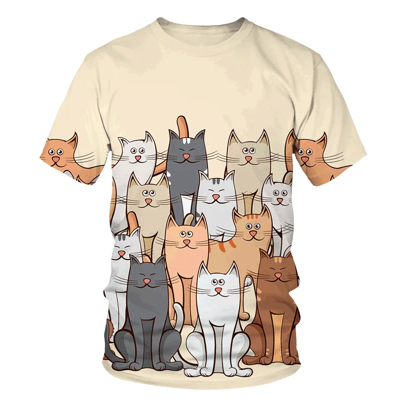 

Super Cute Cat Top Summer New Men's/women's T-shirt Cartoon Cure Creative Fox Top Street Casual Trend 2023 Hot Animal Pet Tees