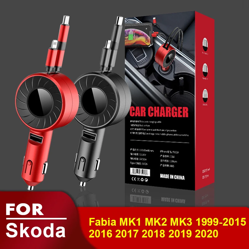 

USB Type C Car Charger for iPhone Android HUAWEI HONOR Xiaomi POCO Redmi Samsung Galaxy Realme for Skoda Fabia MK1 MK2 MK3 1999-