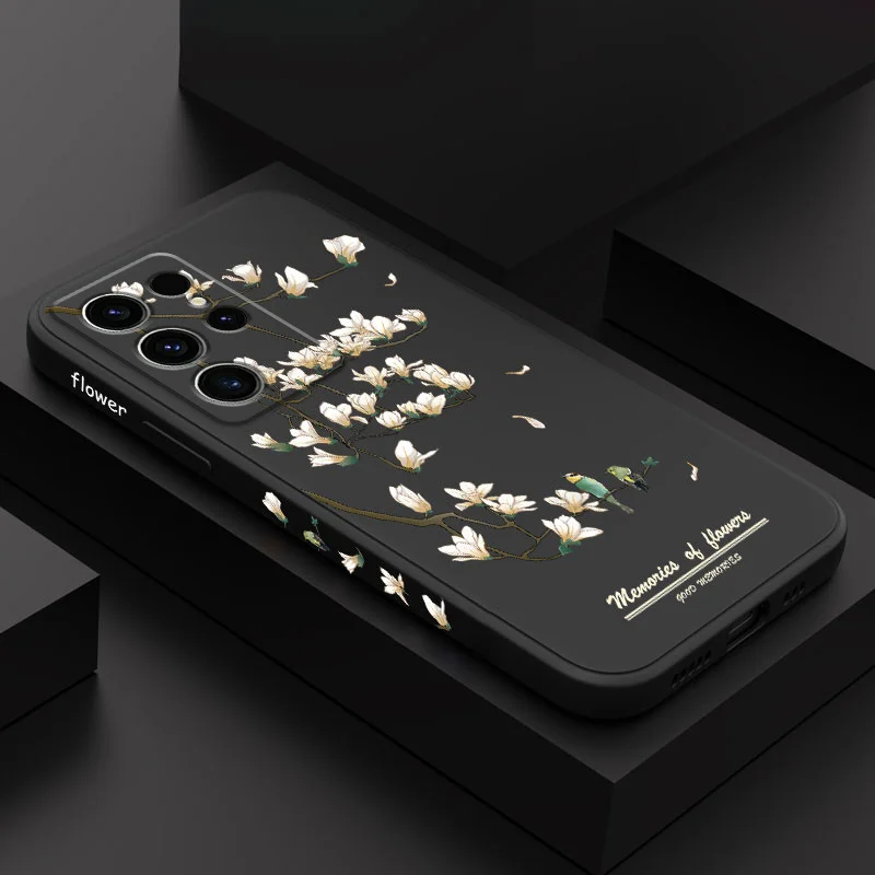 

Flowers Blooming Phone Case For Samsung Galaxy S23 S22 S21 S20 S10 S10E S9 Ultra Plus FE Note 20 Ultra 10 9 Plus Cover