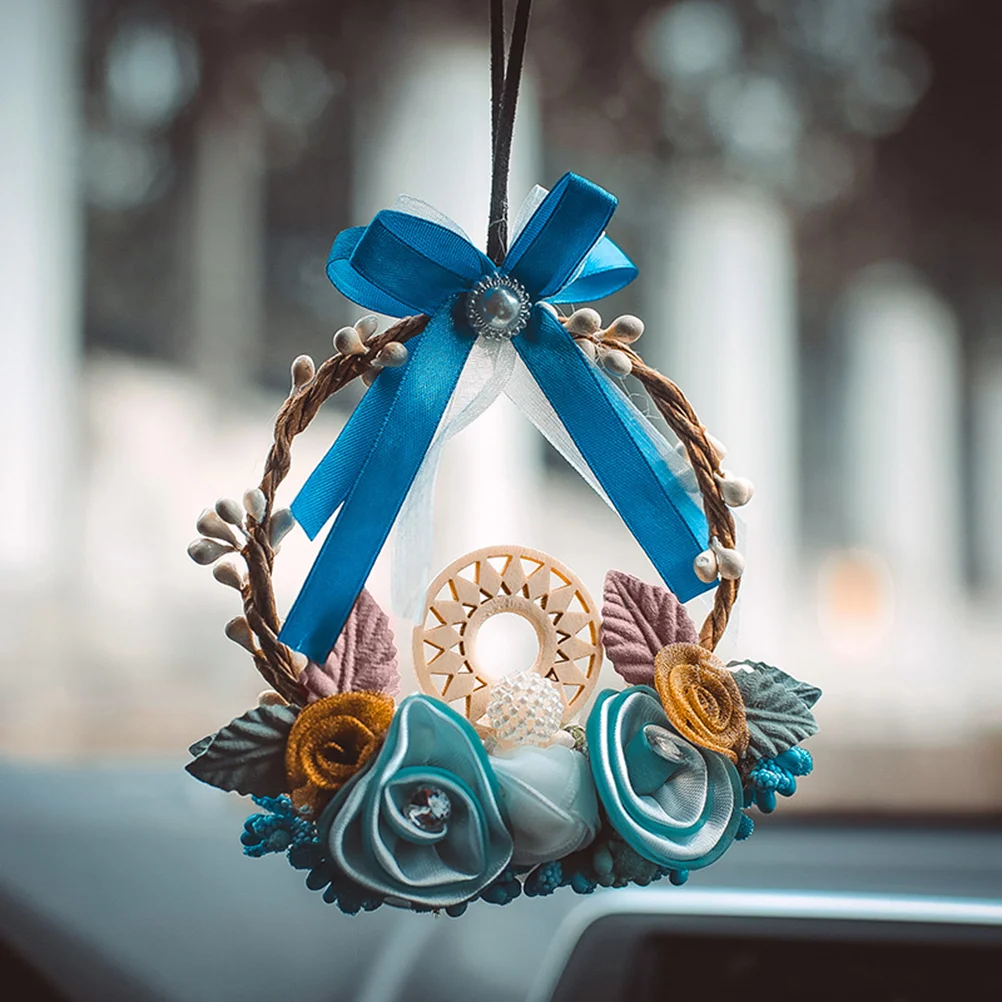 

1PC Romantic Blue Delicate Creative Car Hanging Garlands Car Pendant Flowers Rearview Mirror Decoration Car Interior Styling