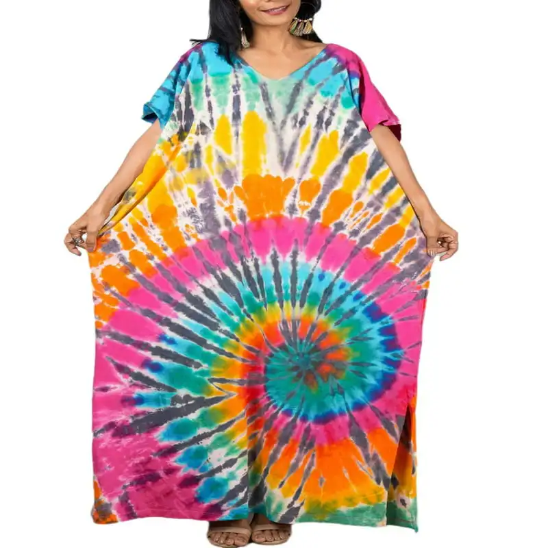 

Casual Beach Kaftan Dress Short Sleeve Long Maxi Dress Caftan Summer Swimsuit Cover Up Plus Size
