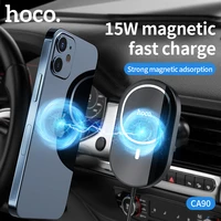 hoco 15w magnetic wireless car charger for iphone 12 pro max qi fast charging air vent phone holder with typec cable for android