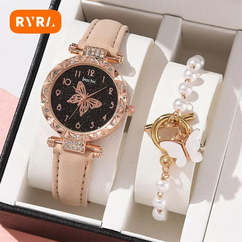 

Wrist Watch Luxury With Bracelet Wear Resistant Exquisite Appearance Butterfly Digital Strap Bracelet Watch Set Ladies Watch