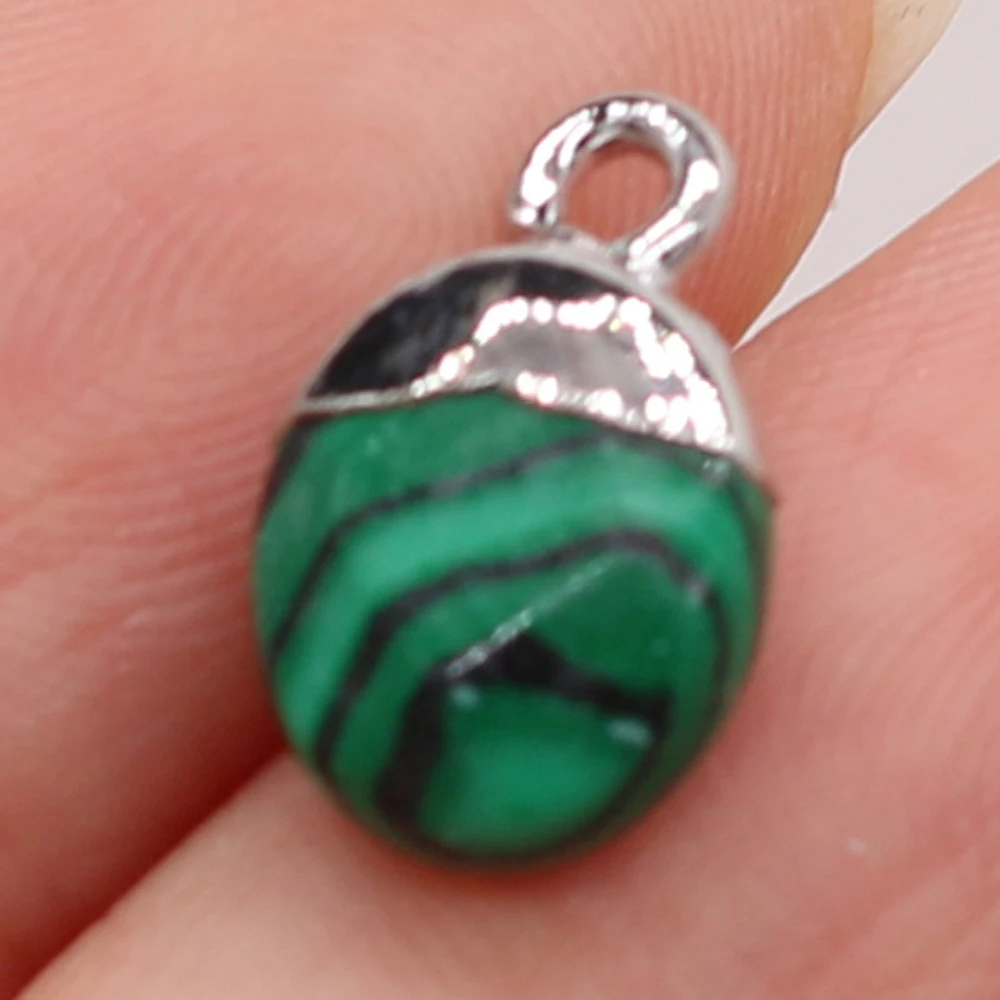 

Natural Stone Malachite Pendant Faceted Oblate Semi-precious Stone For Women DIY Necklace Earring Accessories Jewelry Making