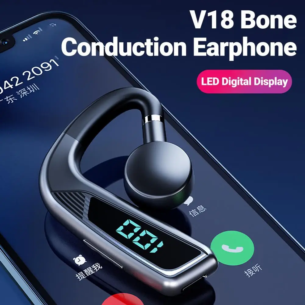 

Bluetooth-гарнитура V18 с ушным крючком, светодиодный цифровой дисплей