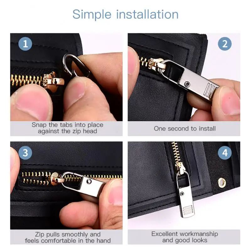 

2/4/5PCS Tool-free Zippers Puller Zipper Buckle Zipper Slider Zippers Pull Fixer Metal Instant Zipper Repair Kit Sewing Tools