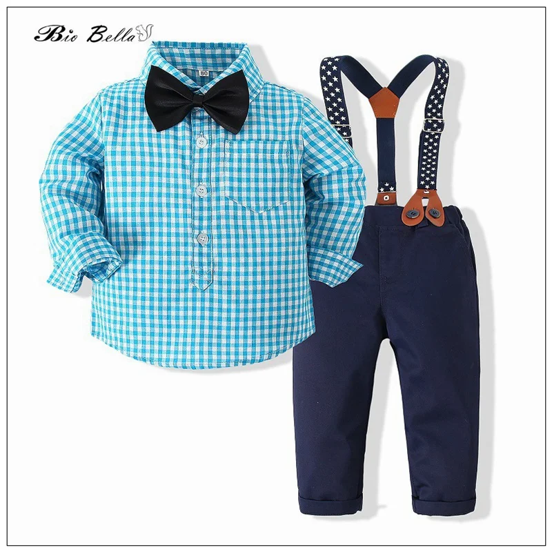 

Весенне-осенний костюм для маленьких мальчиков, Официальный джентльменский костюм Toddelr на возраст 0-24 месяца для крещения, наряды на свадьбу для новорожденных в полоску, футболки