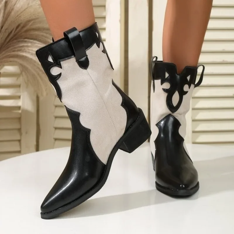 Осень-зима 2023 женские ботильоны высокого качества из искусственной кожи на