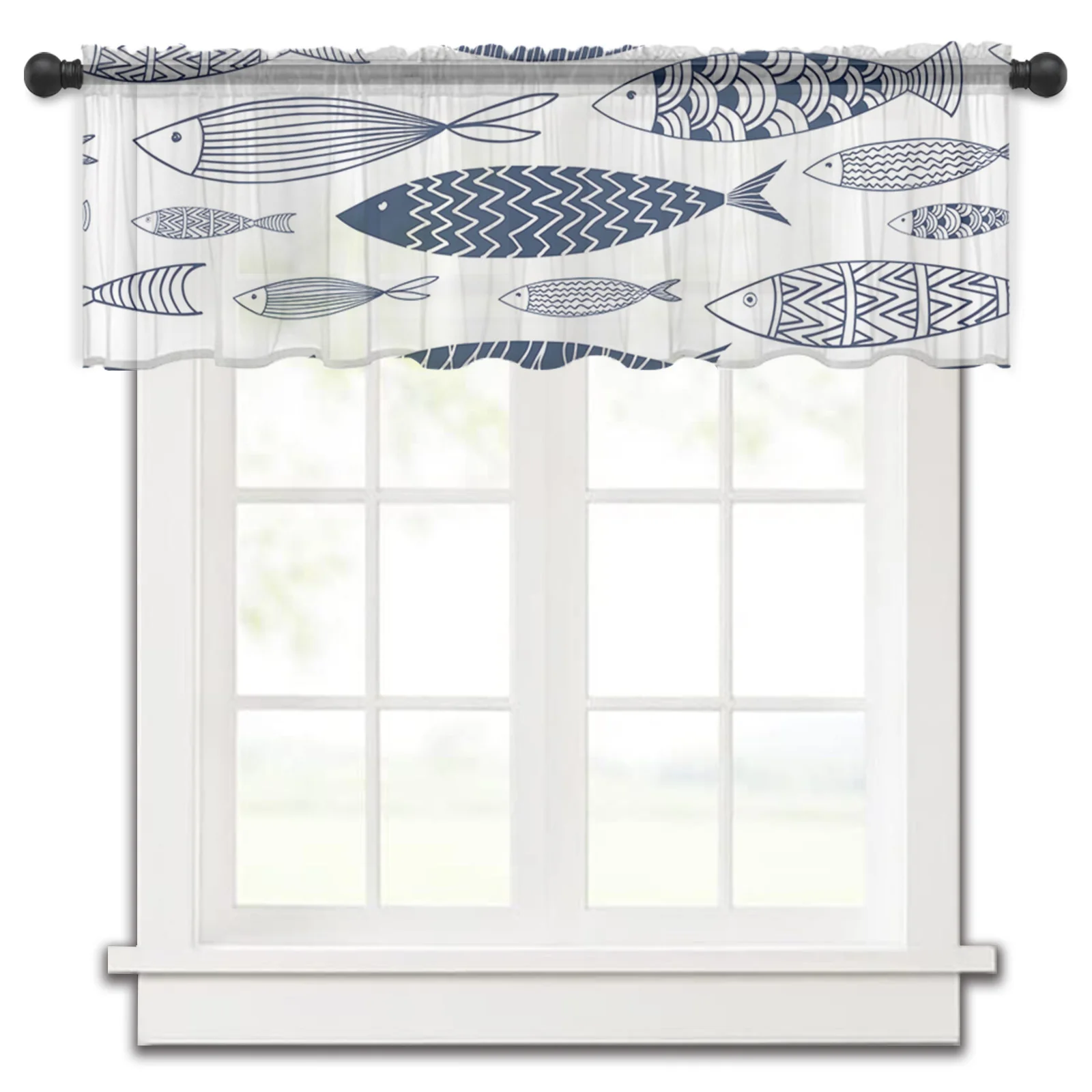 Рыба каракули полосатые линии Япония маленькая тонкая Короткая занавеска для