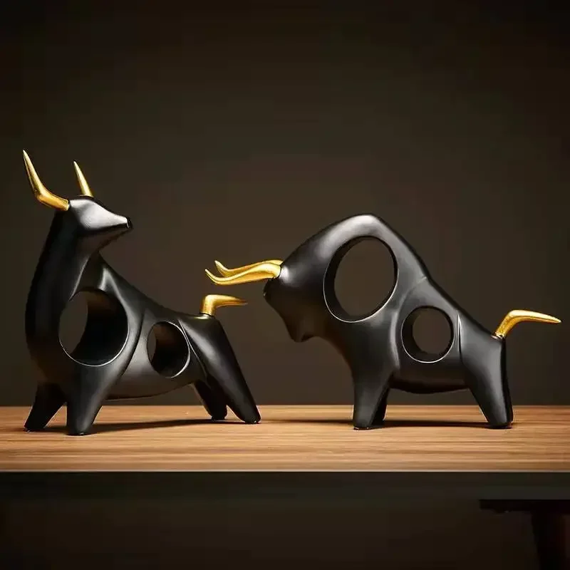 

Статуэтка крупного рогатого скота Ox домашний Декор Гостиная бык скульптура винный ТВ шкаф орнамент ремесла абстрактная фигурка животного