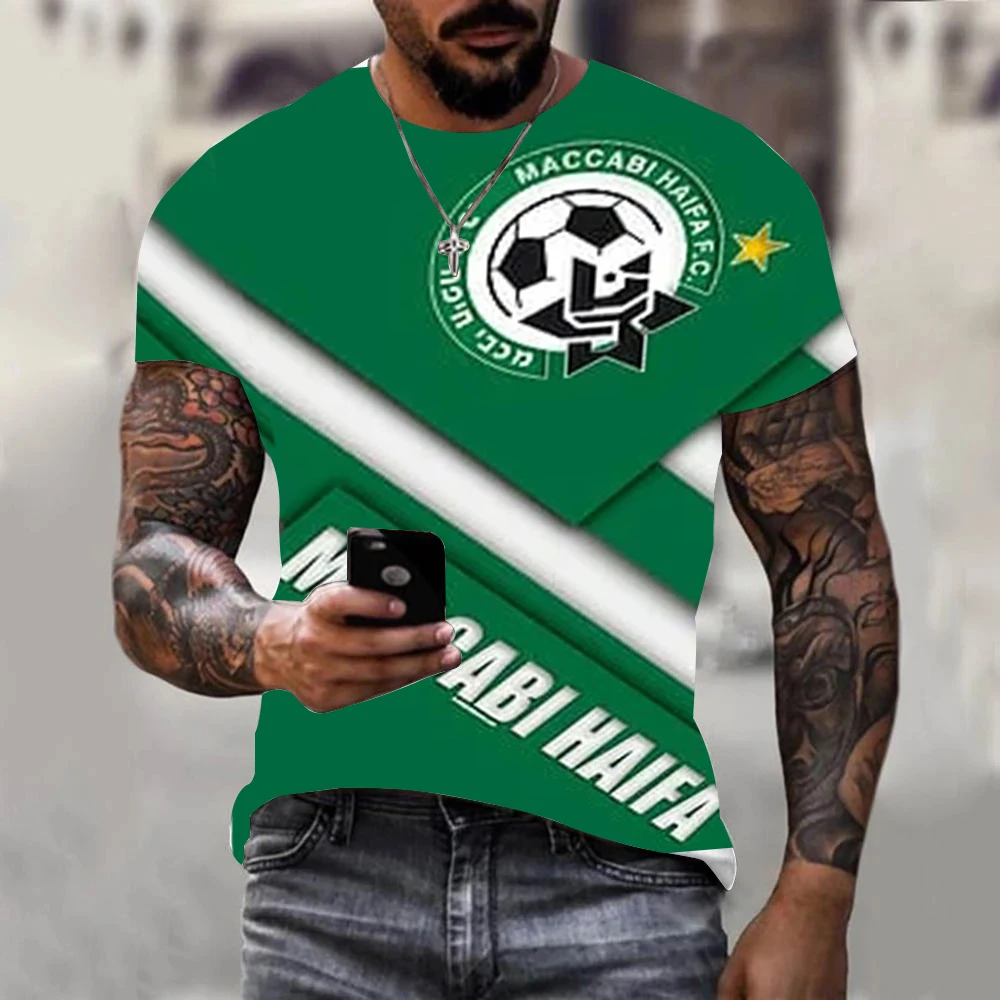 

Summer 2022 New Israel Maccabi Haifa Tshirt Men's T-shirt 3d Print T Shirt Sports Short Sleeve graphic T Shirts Breathable Tops