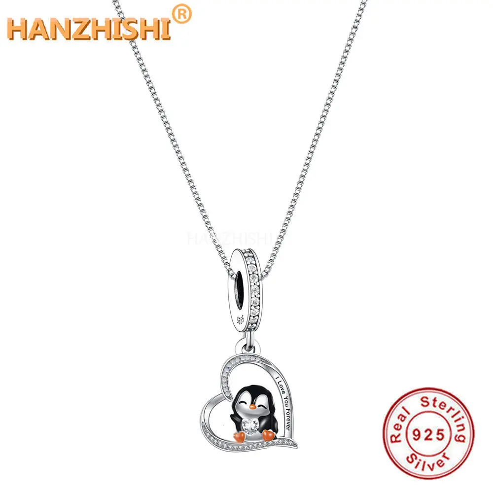 925 Sterling Silver Lovely Penguin Pendant Necklace Jewellery Anniversary Birthday Gift for Sister Mum Wife Girlfriend Child