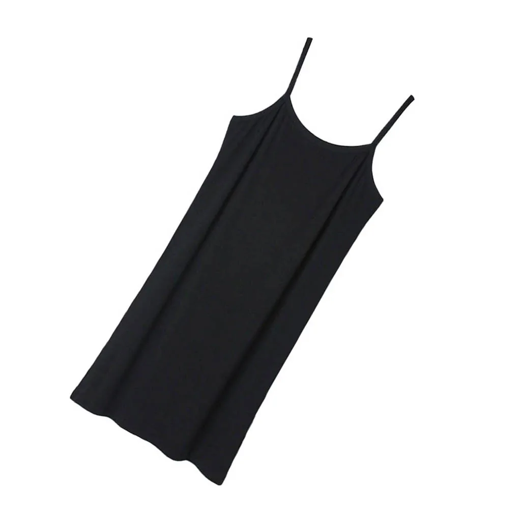 

Women Vest Sleeveless Spaghetti Strap Basic Long Tank Top Sexy Slim Dress, White